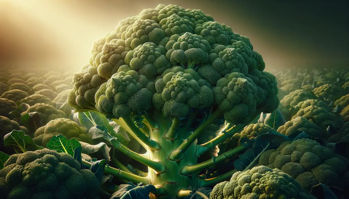 A ripe broccoli head ready for harvest