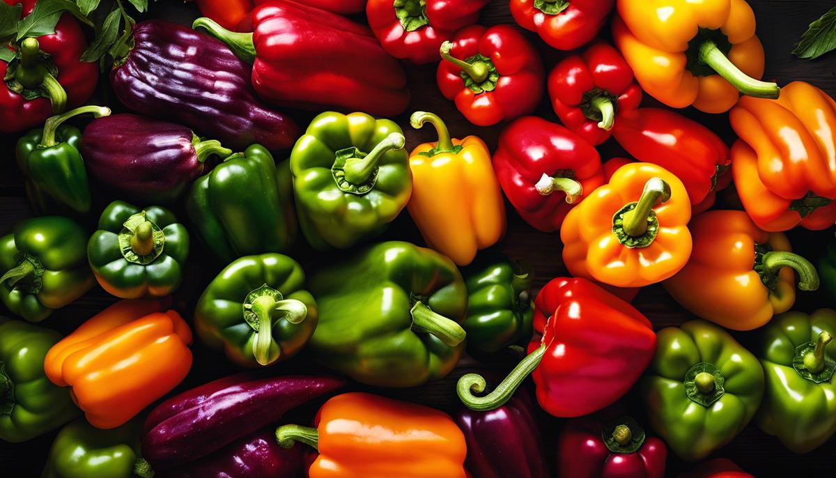 A vibrant image of freshly harvested bell peppers to be visually impared to enjoy