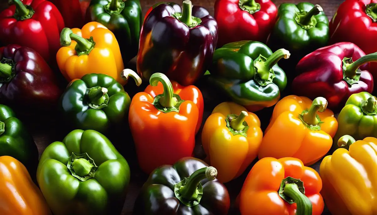 Image of colorful bell peppers with dashes instead of spaces