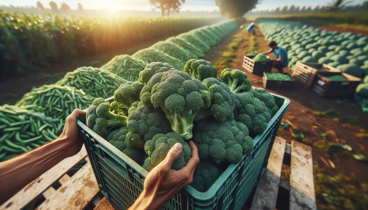 Image of harvested broccoli being stored to maintain freshness