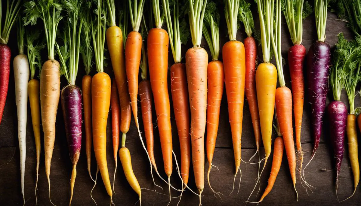 Image depicting a variety of colorful carrots with different shapes and sizes
