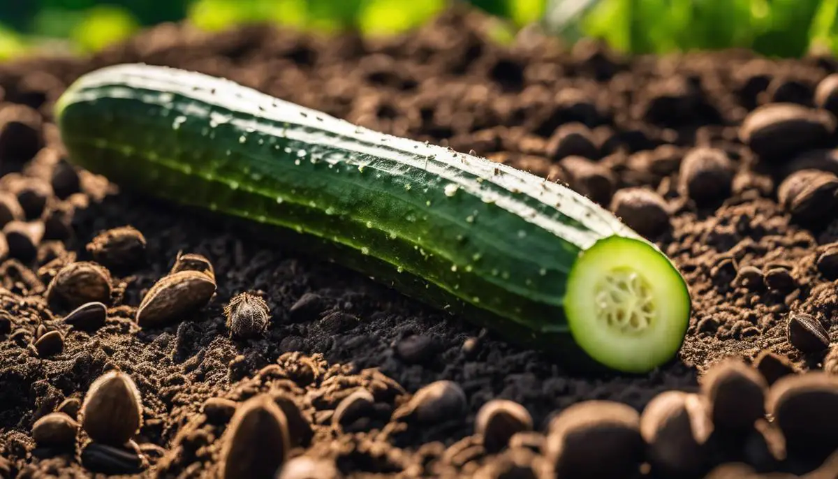 Image of cucumber seeds in a garden bed ready for planting