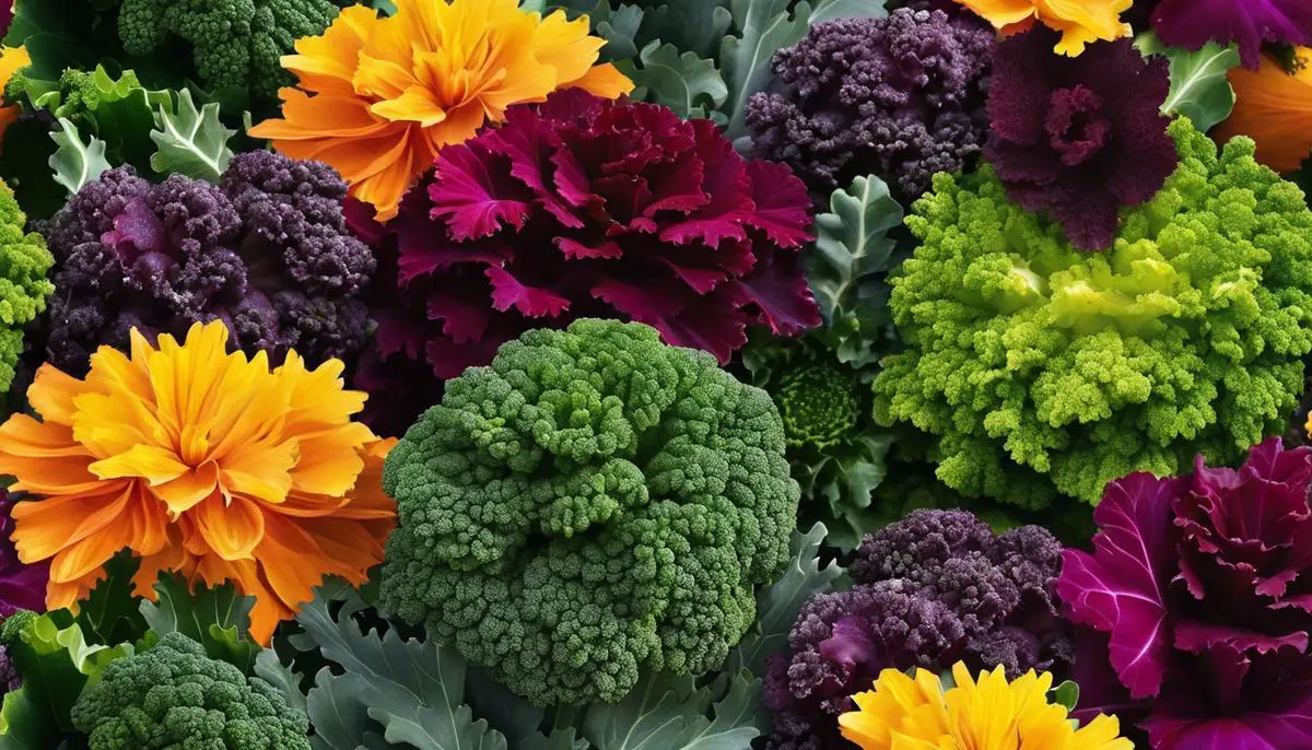 Various varieties of kale represented visually, showcasing their different colors and textures.