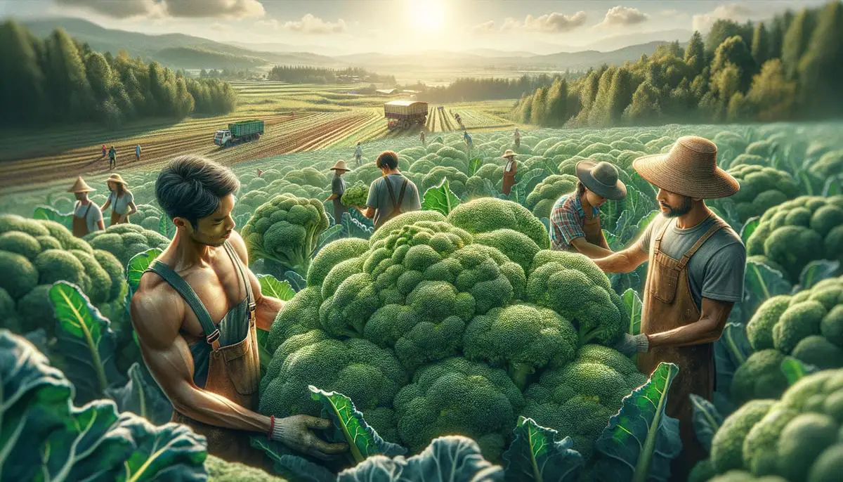 Image of fresh organic broccoli being harvested