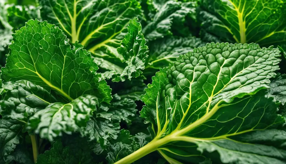 Image of a pile of fresh organic kale leaves.