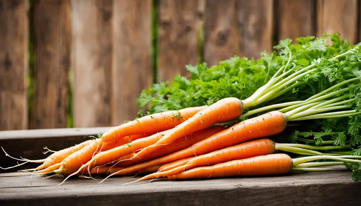 A container filled with vibrant orange carrots, growing in a small space, representing the success of growing carrots in containers.