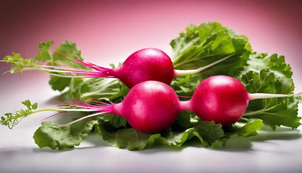 A close-up image of a vibrant, freshly grown radish.