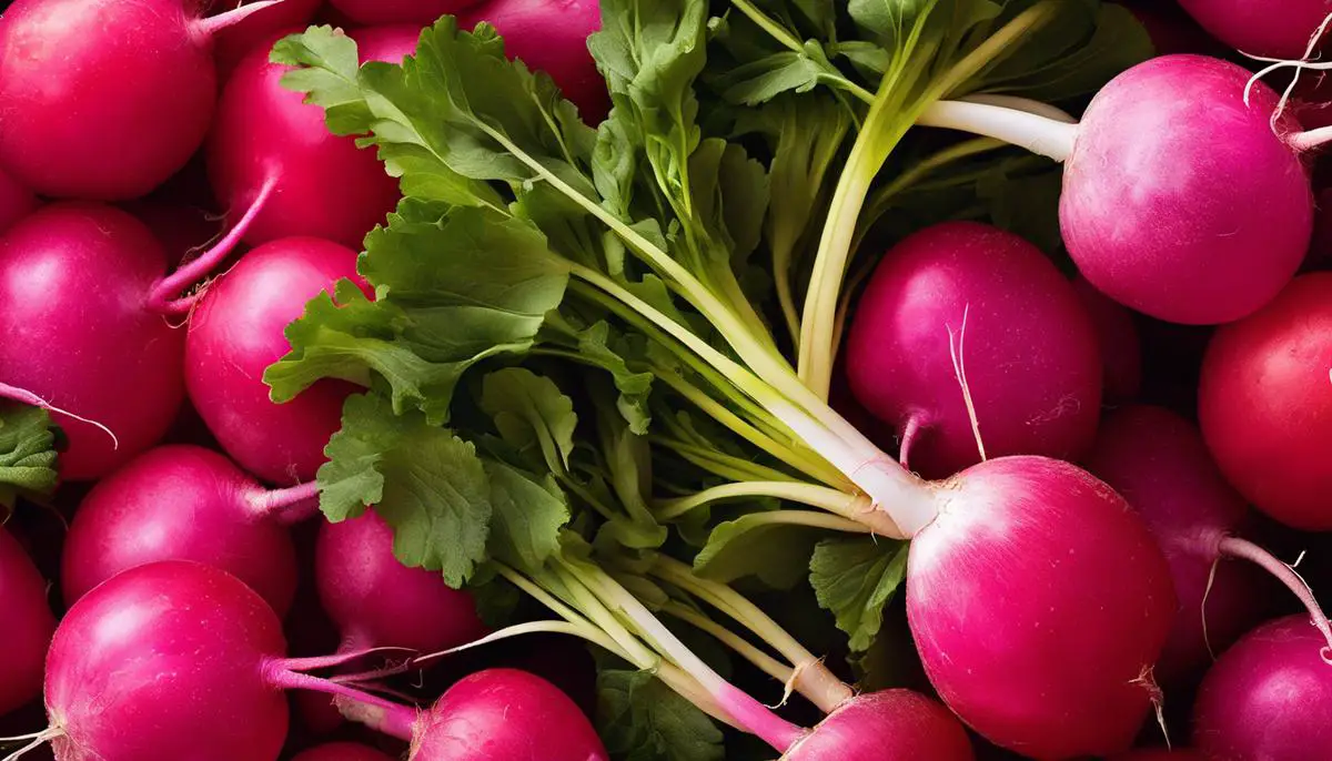 Image of a freshly harvested radish with vibrant colors and firm texture