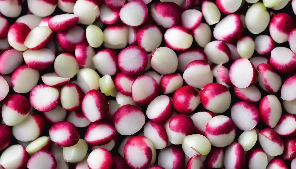 Image of radish seeds with dashes instead of spaces