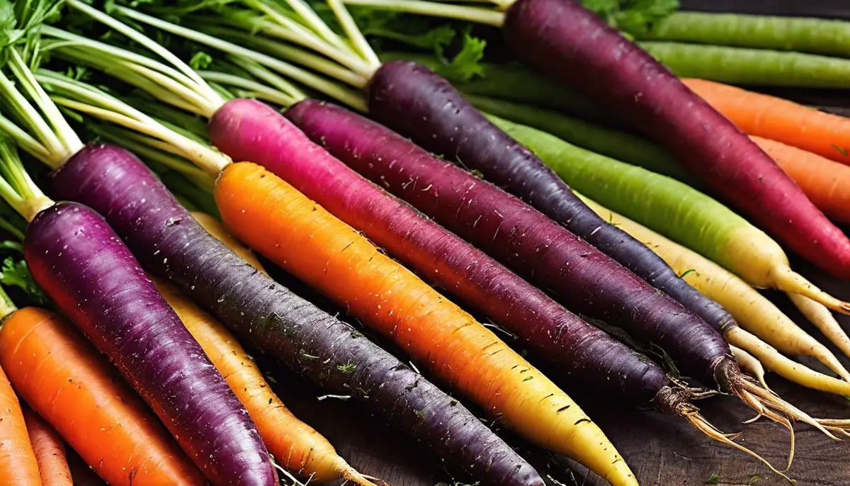 Rainbow carrots - vibrant and colorful root vegetables