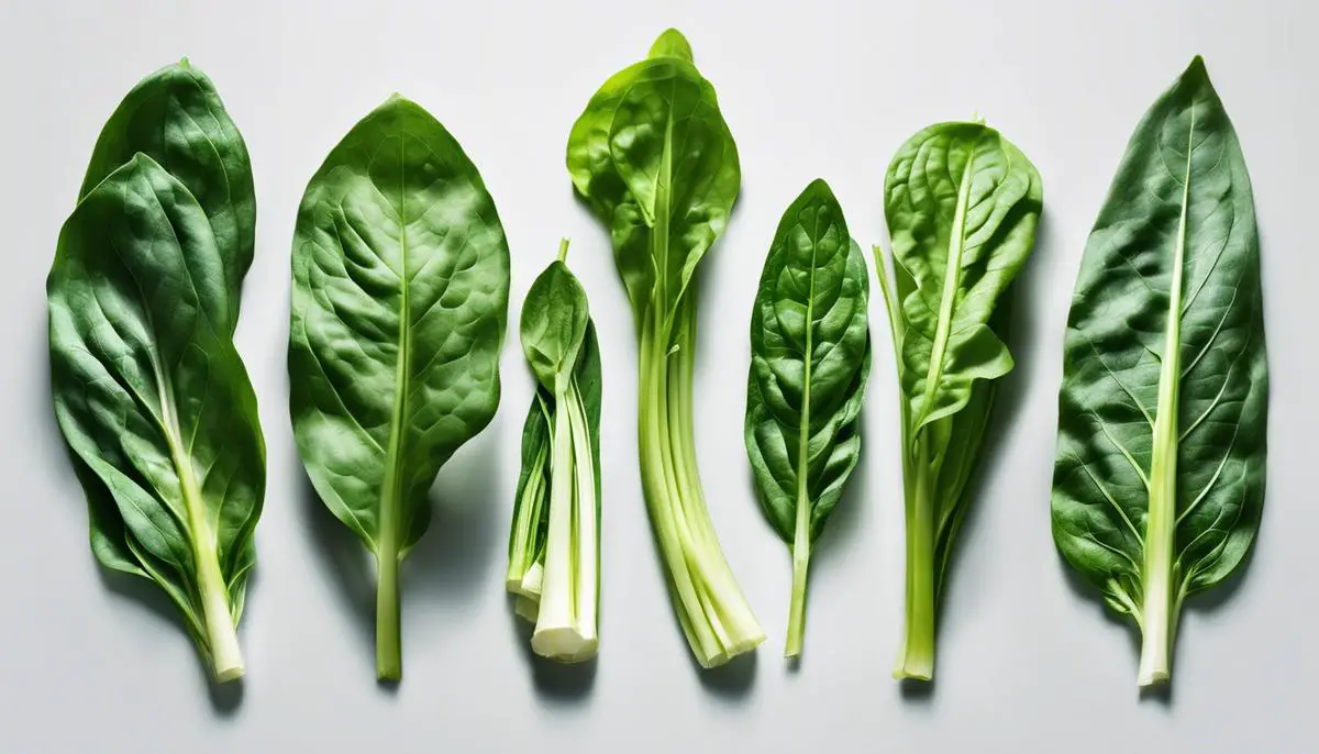 Image of the different varieties of spinach with dashes instead of spaces