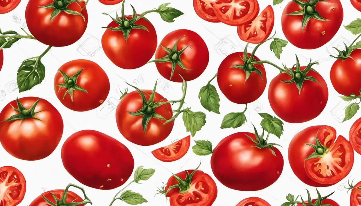 A vivid red tomato on a white background, representing the vibrancy and versatility of tomatoes for someone that is visually impaired