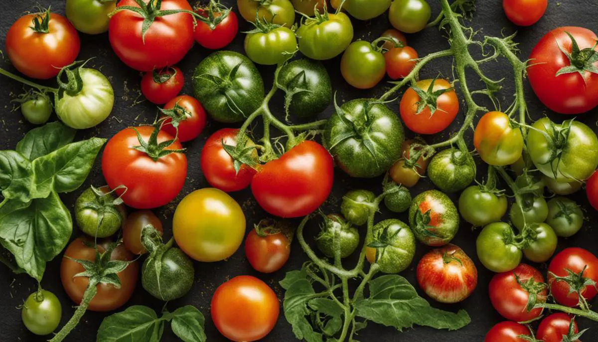 Image of tomato diseases, showing different types of diseases affecting tomato plants.