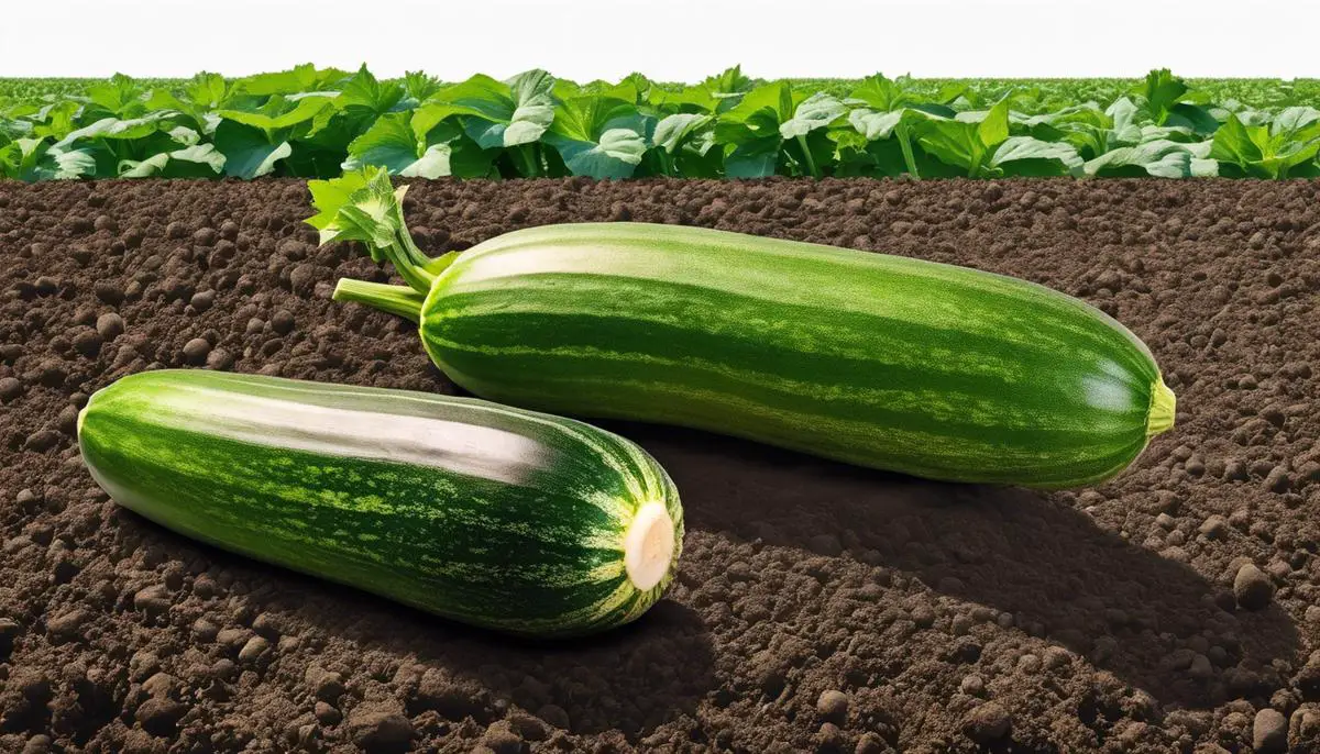 Image showing a healthy zucchini plant surrounded by nutrient-rich soil
